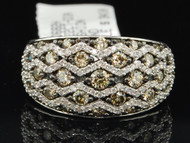 10K LADIES WHITE GOLD CHAMPAGNE BROWN DIAMOND ENGAGEMENT RING WEDDING BAND SET