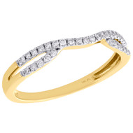 14K Yellow Gold Round Diamond Contour Enhancer Ring Ladies Wedding Band 0.17 Ct.