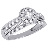 10K White Gold Bridal Set Round Cut Diamond Wedding Engagement Ring 0.34 Ct.