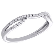 14K White Gold Round Diamond Contour Enhancer Ring Ladies Wedding Band 0.17 Ct.