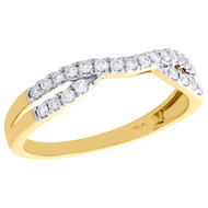 14K Yellow Gold Round Diamond Contour Enhancer Ring Ladies Wedding Band 0.25 Ct.
