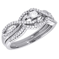 10K White Gold Princess Cut Infinity Bridal Set Diamond Wedding Ring 0.33 CT.