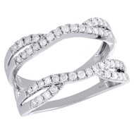 14K White Gold Diamond Solitaire Engagement Wrap Contour Enhancer Ring 0.50 Ct.