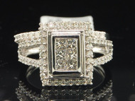White Gold Princess Cut Diamond Bridal Set Engagement Ring Wedding Band 0.98 Ct.