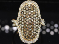 Brown Diamond Right Hand Fashion Band Yellow Gold Champagne Cocktail Ring