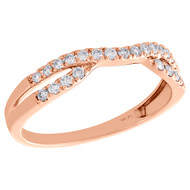 14K Rose Gold Round Diamond Contour Enhancer Ring Ladies Wedding Band 0.25 Ct.