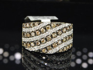 Brown Diamond Wedding Band 10K Yellow Gold Cocktail Fashion Ring 1.30 Ct.
