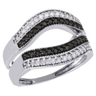 10K White Gold Black Diamond Enhancer Ring Wrap Contour Wedding Band 0.50 Ct.