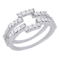 14K White Gold Diamond Solitaire Engagement Ring Enhancer Wrap Round Cut 0.50 Ct