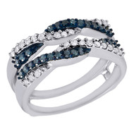 Blue White Diamond Solitaire Engagement Ring Enhancer Wrap 10K White Gold .50 Ct