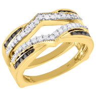Black Diamond Enhancer Wrap Solitaire Engagement Ring 14K Yellow Gold 1/2 Ct