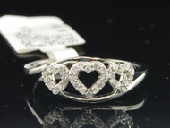 Diamond Heart Ring 10K White Gold Cocktail Round Cut Fashion Band 0.18 Ct.
