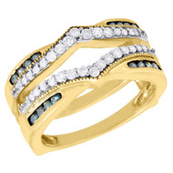 Blue Diamond Solitaire Engagement Ring Wrap 14K Yellow Gold Enhancer 0.50 Ct.