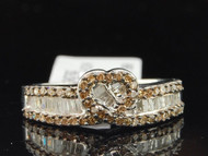 Ladies Sterling Silver Love Brown Champagne Diamond Engagement Ring Bridal Set