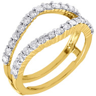 14K Yellow Gold Diamond Solitaire Engagement Wrap Enhancer Ring Round Cut 3/4 Ct