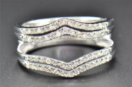 Diamond Enhancer Wrap Solitaire Engagement Ring 14K White Gold 2 Row 0.36 Ct