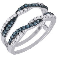 Blue Diamond Solitaire Engagement Ring Enhancer Wrap 10K White Gold 0.47 Ctw.