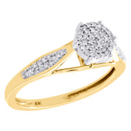 10K Yellow Gold Cluster Diamond Split Shank Right Hand Cocktail Ring 0.20 CT.
