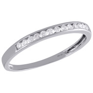 10K White Gold Real Round Diamond Wedding Band Womens Channel Set Ring 1/8 CT.