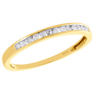 10K Yellow Gold Real Round Diamond Wedding Band Womens Channel Set Ring 1/8 CT.