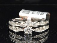 Round Diamond Solitaire Bridal Set 14K White Gold 3 Stone Engagement Band Ring