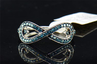 Ladies .925 Sterling Silver Infinity Blue Diamond Engagement Ring Wedding Band