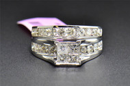 Diamond Bridal Set 14K White Gold Princess Cut Engagement Ring Wedding Band 2 Ct