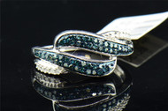 Blue Diamond Swivel Fashion Band White Gold Right Hand Cocktail Ring 1/3 Ct.