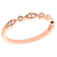 14K Rose Gold Diamond Anniversary Ring Stackable Milgrain Wedding Band 1/10 CT.