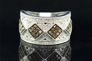 Brown Diamond Cocktail Fashion Right Hand Ring 10K White Gold 0.65 Ct