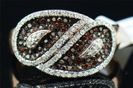 Diamond Cocktail Ring Ladies 10K Rose Gold Round Cut Leaf Design 0.40 Tcw.