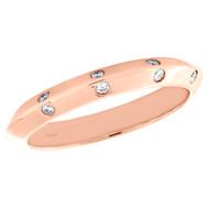 14K Rose Gold Diamond Knife Edge Bevel Wall Ladies Wedding Band 0.10 CT.