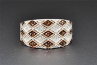 Red Diamond Designer Right Hand Cocktail Ring 10K Rose Gold Round Cut 0.20 Ct