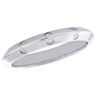 14K White Gold Diamond Knife Edge Bevel Wall Ladies Wedding Band 0.10 CT.