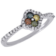 Multicolor Diamond Promise Engagement Fashion Ring 10K White Gold 0.38 Ct.