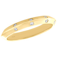 14K Yellow Gold Diamond Knife Edge Bevel Wall Ladies Wedding Band 0.10 CT.