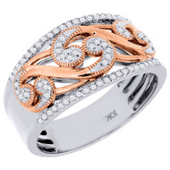 Diamond Vintage-Style Paisley Ring 10K White & Rose Gold Fashion Band 0.18 Ct.