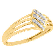 Womens 10K Yellow Gold Real Diamond Split Shank Engagement Promise Ring 1/20 CT.