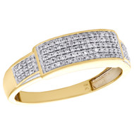 10K Yellow Gold Mens Round Genuine Diamond Wedding Ring 6.50mm Pave Band 1/4 CT.