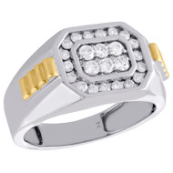 10K White Gold Diamond Step Shank Channel Set 12mm Band Men's Pinky Ring 5/8 CT.