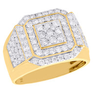 10K Yellow Gold Diamond Tier Step Octagon Frame Statement Pinky Ring Band 2.5 CT