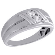 10K White Gold Solitaire Diamond Mens Wedding Band Hearts Together Ring 0.33 Ct.