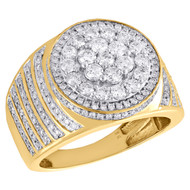 10K Yellow Gold Mens Round Diamond Statement Pinky Ring 17mm Tier Step Band 2 CT