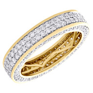 14K Yellow Gold Diamond Wedding Band 5.5mm Mens 3D Eternity Pave Pinky Ring 3 CT