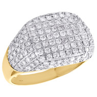 10K Yellow Gold Round Diamond Statement Pinky Ring 14mm Mens Pave Band 2.25 CT.