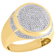 10K Yellow Gold Diamond Statement Pinky Ring Milgrain Dome Tier Pave Band 1/2 CT