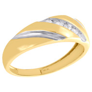 10K Two Tone Gold Round Diamond 1 Row Mens Wedding Band Engagement Ring 1/10 Ct.