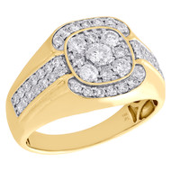 14K Yellow Gold Genuine Diamond Cluster Statement Pinky Ring 14mm Band 1.50 CT.