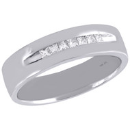 14K White Gold Princess Cut Diamond Wedding Band Mens 6mm Engagement Ring 1/4 Ct