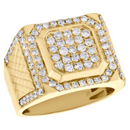 14K Yellow Gold Mens Round Diamond Pinky Ring Octagon Wide Shape 12mm Band 1 CT.